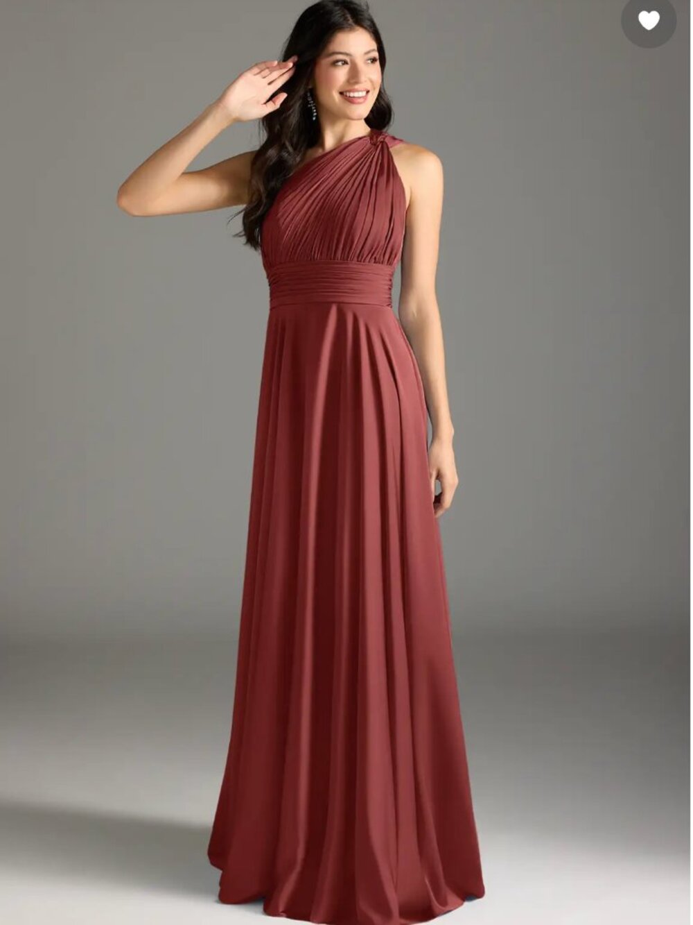 Azazie Charlize Terracotta A-Line One Shoulder Stretch Satin Dress Size 4